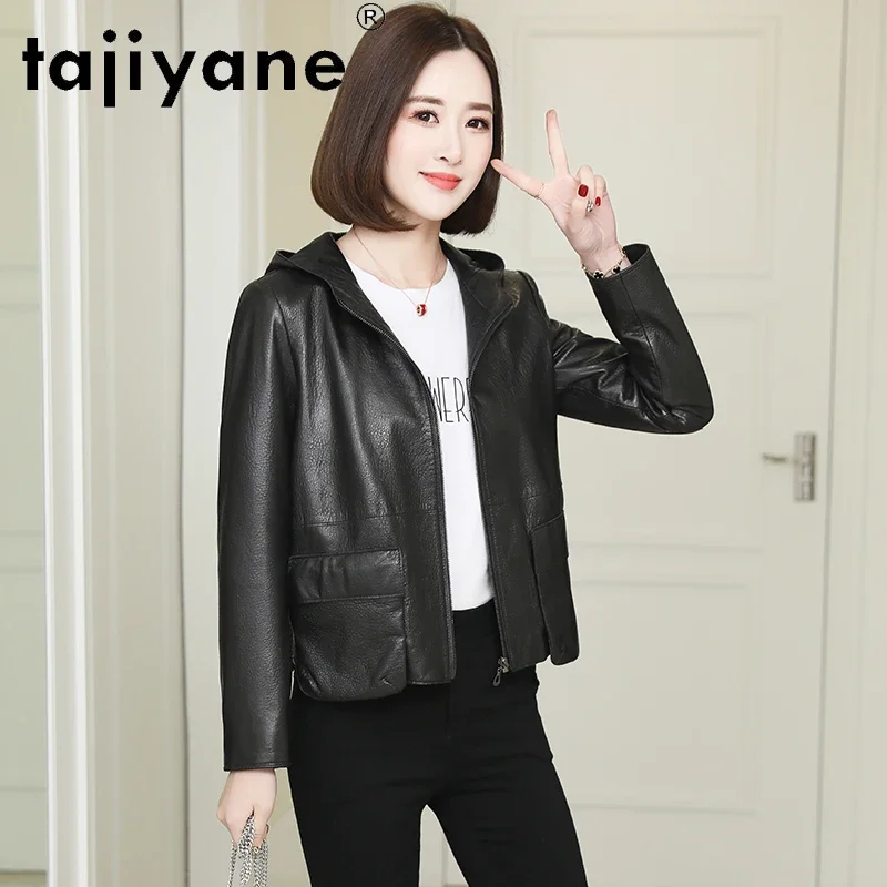 Tajeyane-Chaqueta de Cuero auténtico para mujer, abrigos de piel de oveja auténtica, chaquetas de piel de oveja de estilo coreano, TN950, 2020