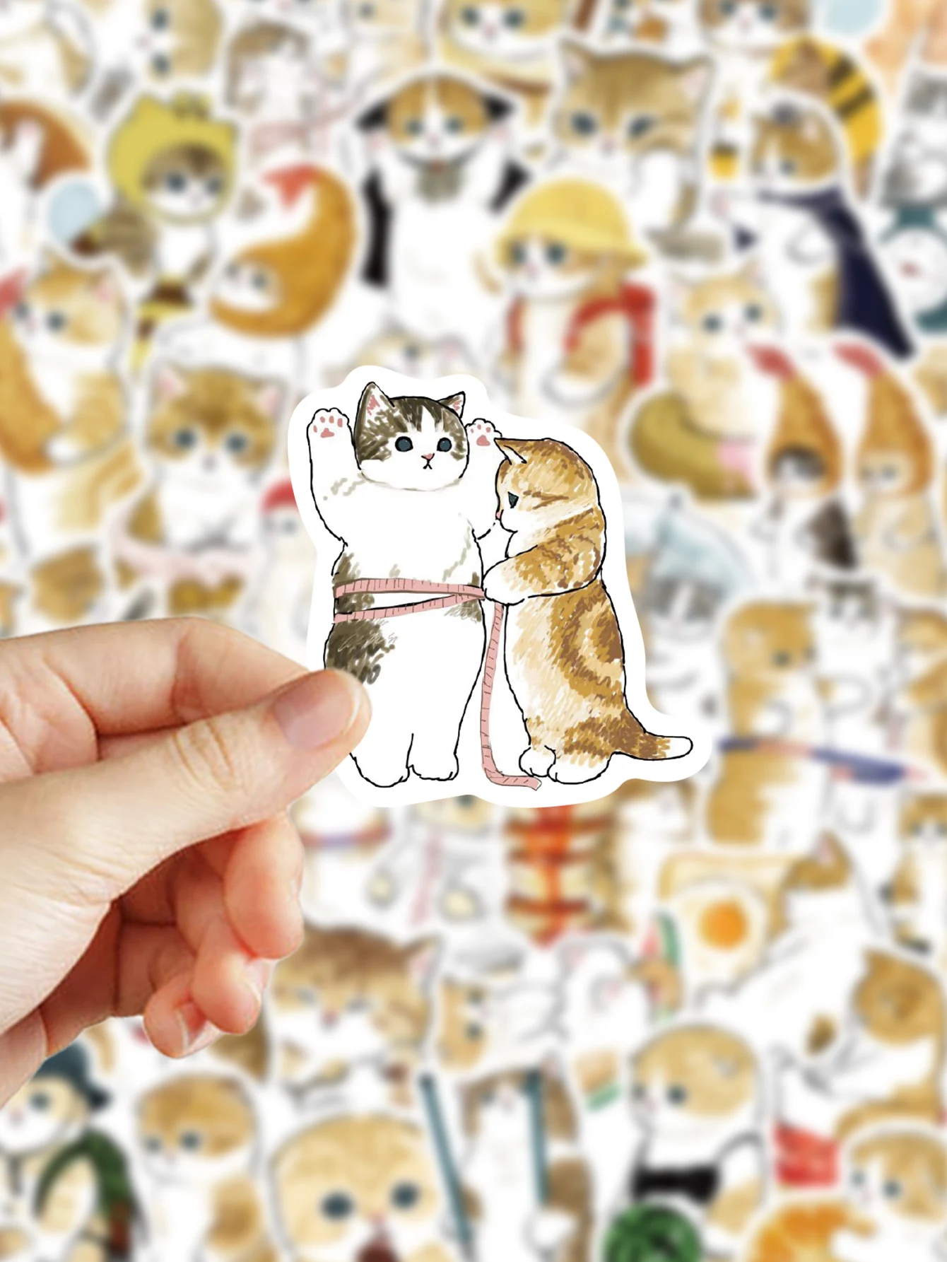 64pcs cat stickers cute cartoon orange cat decoration luggage phone case laptop skateboard guitar DIY waterproof stickers