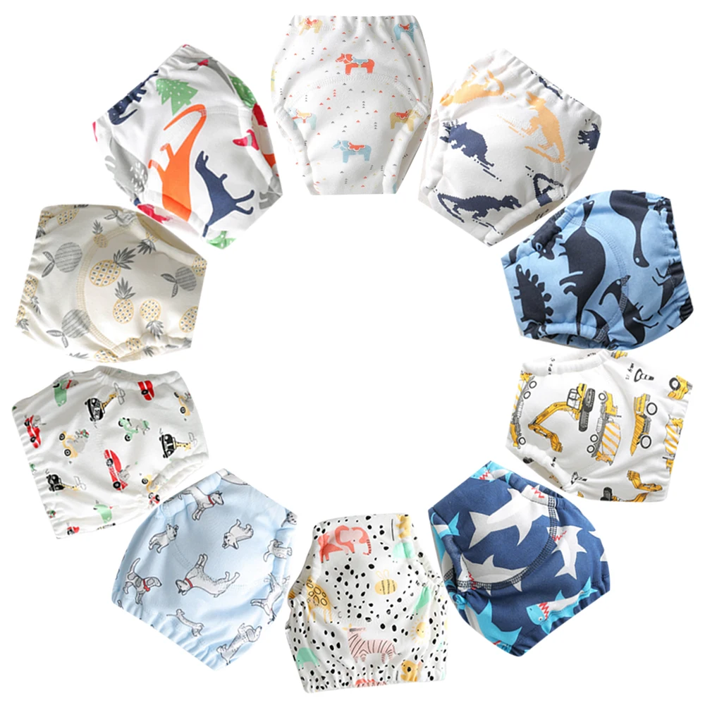 

10 шт. новые детские многоразовые подгузники, 4 слоя, водонепроницаемые хлопковые подгузники, трусики, дышащие тренировочные шорты, нижнее белье, брюки, подгузники