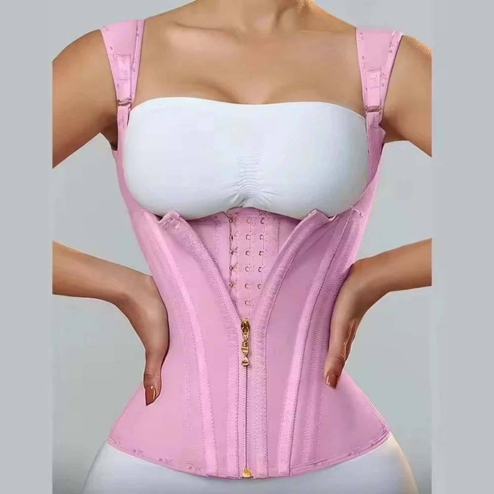 

Womens Adjustable Posture Corrector Vest Zip Up Waist Trimmer Tummy Control Body Shaper Workout