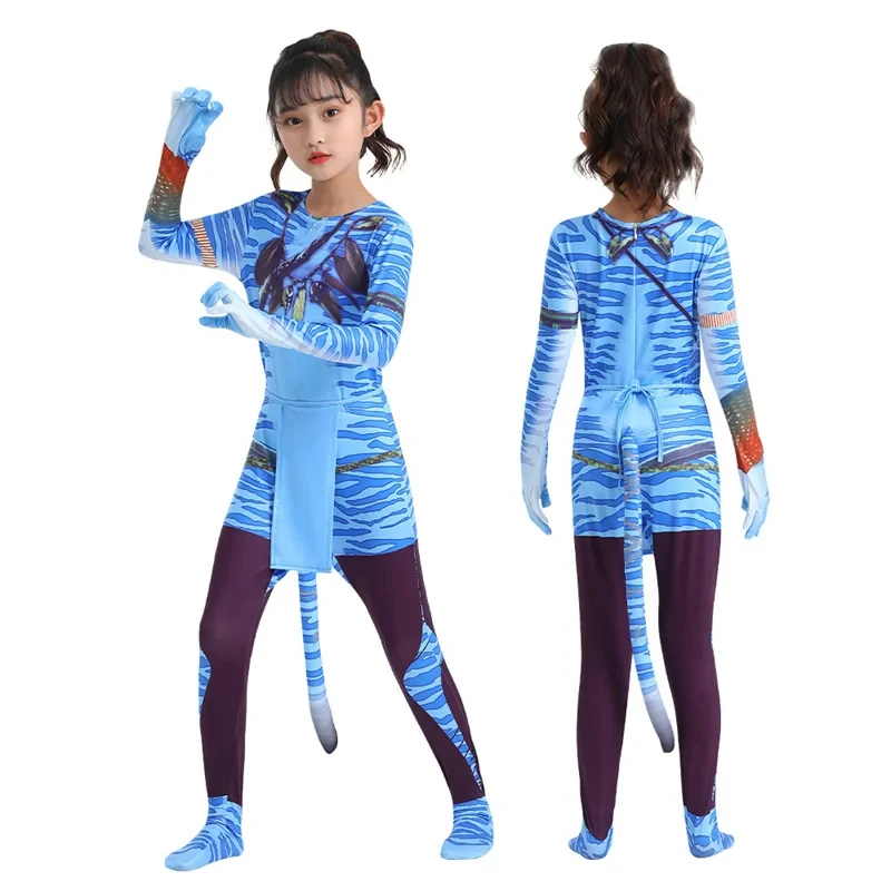 

♥2026 New Halloween Costume Cosplay Avatar for Kids Boy Girls Bobysuit Jumpsuit Alien The Way of Water Tight Disguise Christ ★★★