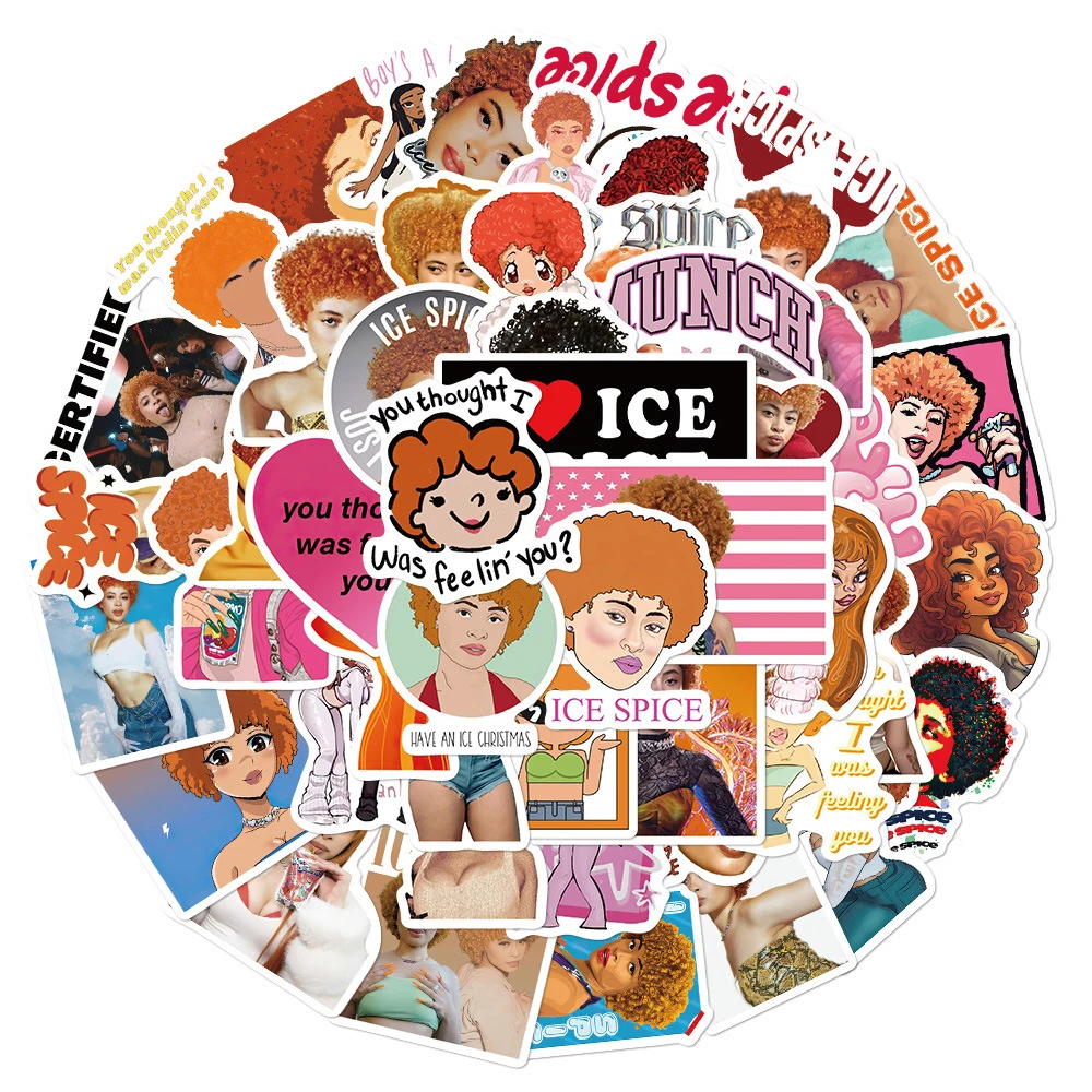 10/30/50pcs Rapper Hip Hop Singer Ice Spice Stickers Waterproof DIY Water Bottle Phone Luggage Car Cool Cartoon Graffiti Decals