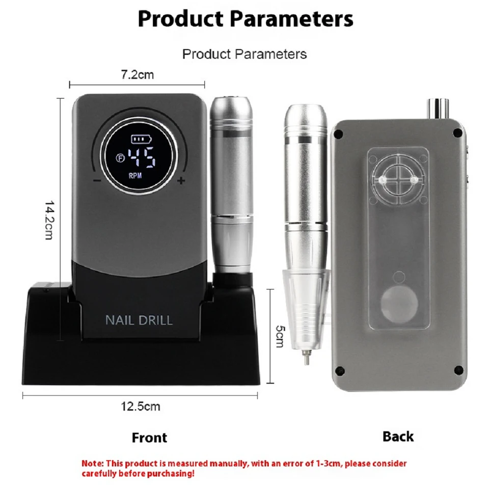 Portable Nail Grinder Machine High Speed Electric Manicure E File with  Sand Band and Bits Kit for Acrylic Gel Removing