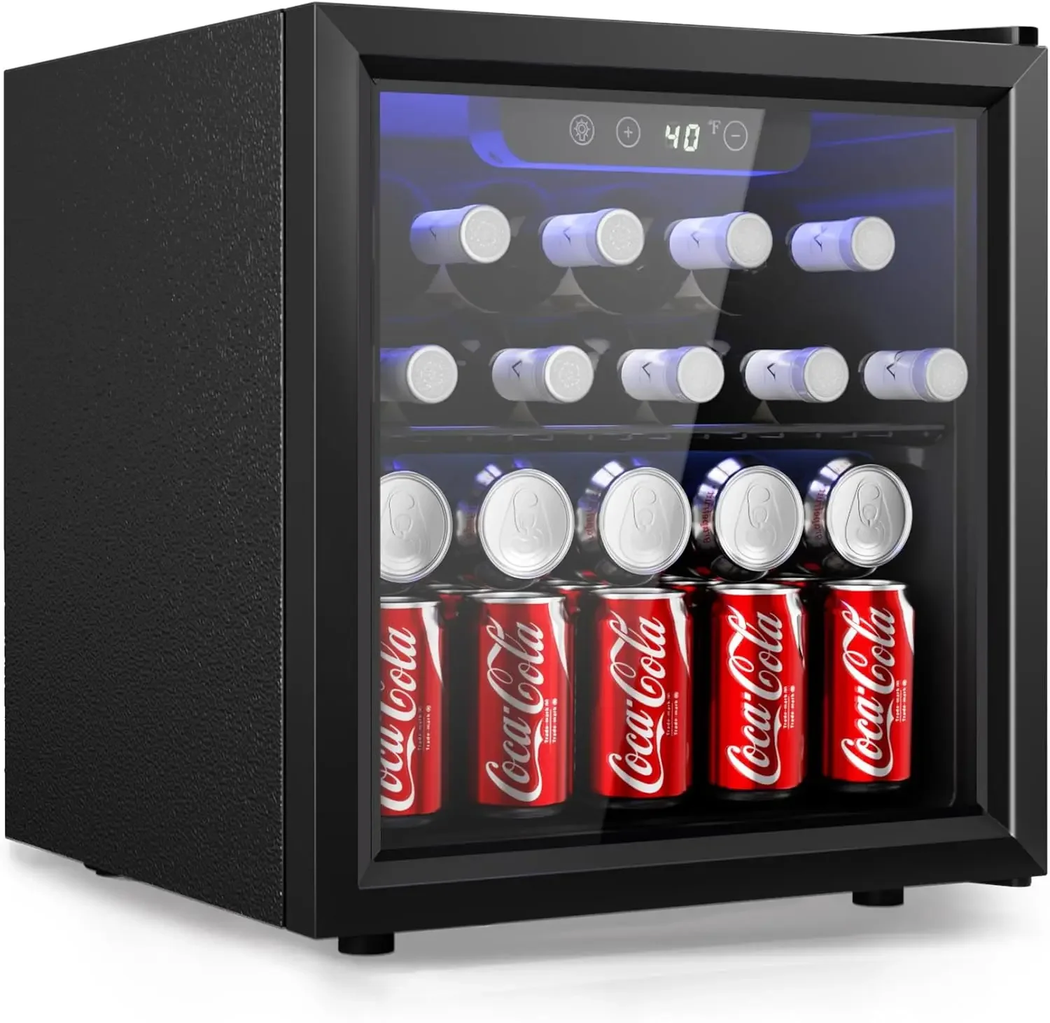 48 Can Beverage Refrigerator cooler-Mini Fridge Glass Door for Beer Drinks Wines, Countertop Beverage Fridge with Adjusta