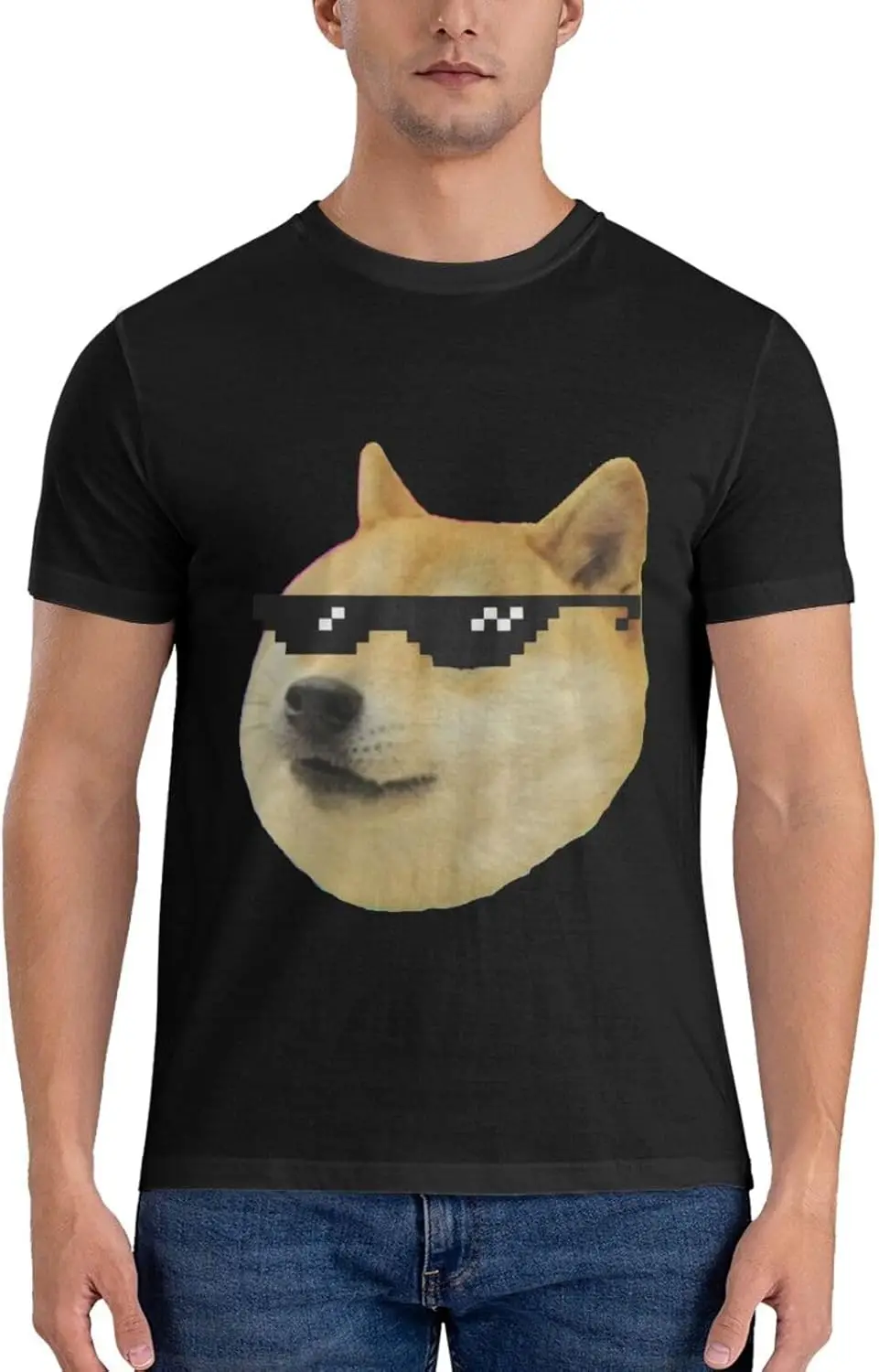 

Mr Doge Meme Dog Men's T-Shirt Classic Short Sleeve Crewneck Tees The New Cotton Shirt