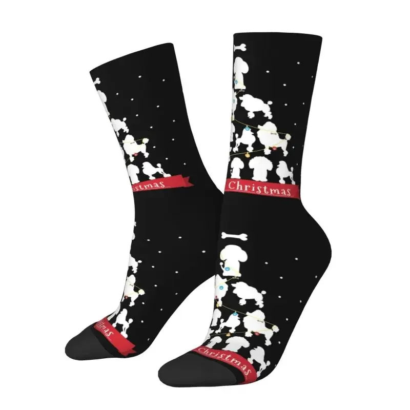 Poodle Christmas Tree Gift Dress Socks Mens Womens Warm Fashion Novelty Pudel Caniche Crew Socks