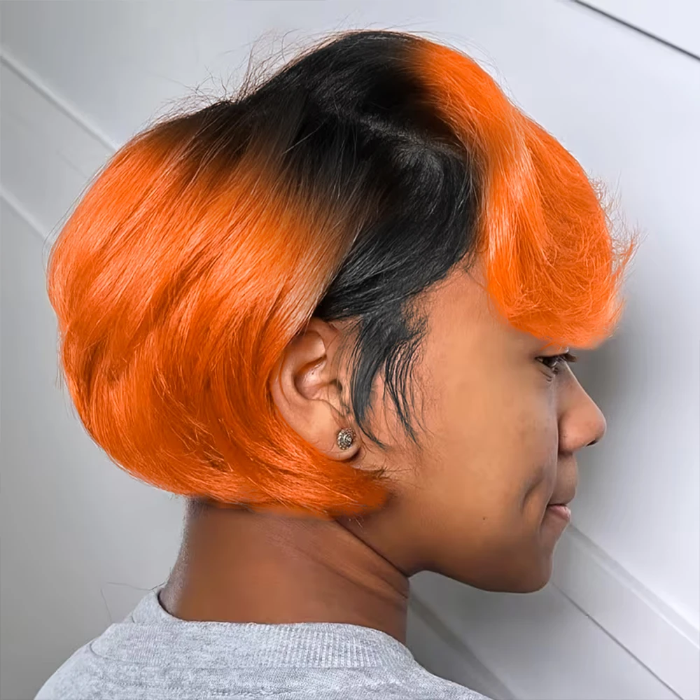 

Remy Human Hair Orange 1b350 Straight 13x4 Transparent Lace Frontal Wig for Black Women