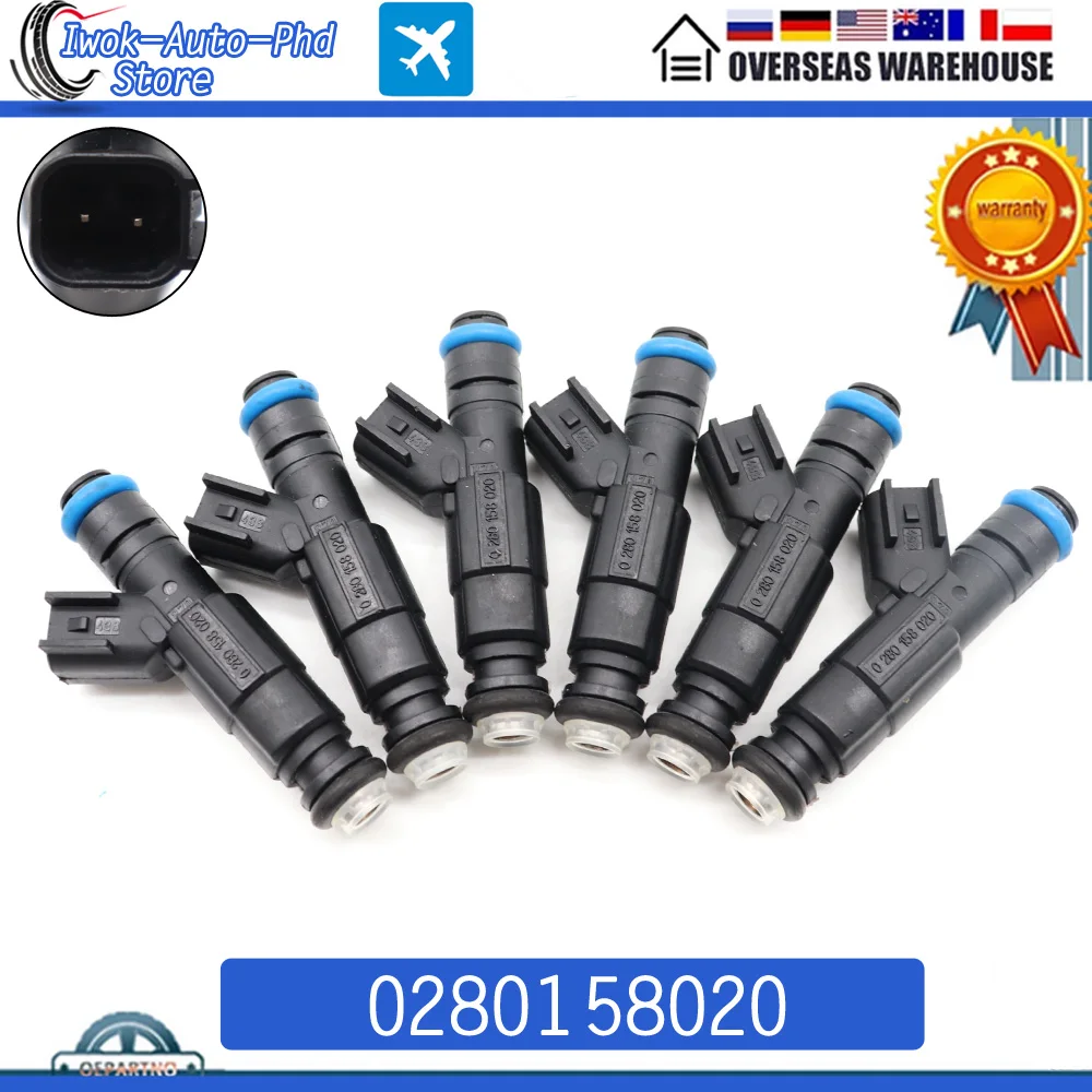 6pcs 0280158020 Car Fuel Injectors Nozzle For Dodge Dakota Nitro Durango RAM 1500 Mitsubishi Raider Jeep Liberty Commander 3.7L