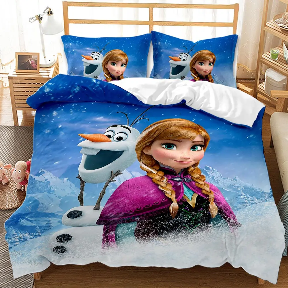 Frozen Elsa Bedding set 3d Kids Bedding set 3-Piece Quilted Blanket Bed Cover King Size Twin Cover Kids Printed 100% Polyester