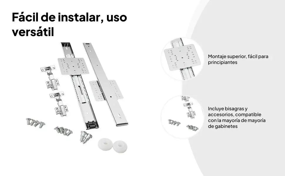 Heavy Duty Door Slide Rails Hidden Flip Up Mechanism Sliding Hardware Kit for Household Wardrobe Cabinet Doors