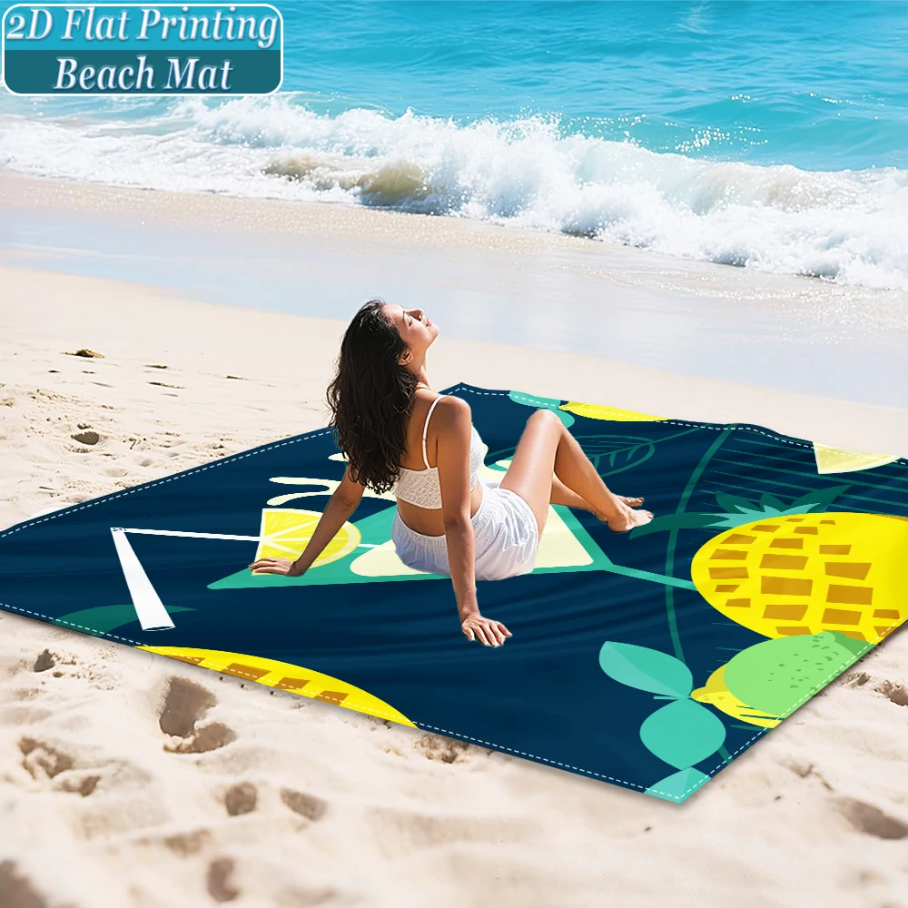 1-Piece Set, Summer Outdoor Beach Mat, Includes 4 Ground Stakes, Unique Printed Design, Fade-Resistant, Lightweight, Quick-Drying, Easy to Carry, Windproof and Sandproof, Fashionable and Trendy Outdoor Activity Decoration, Suitable for Beach, Camping, Picnics, Parties
