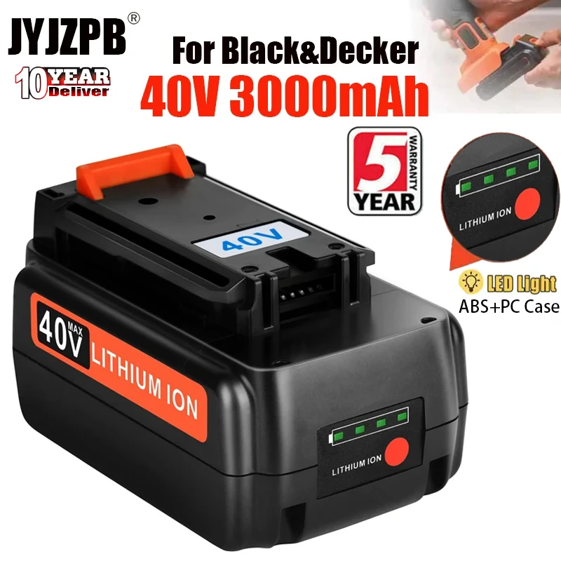 

For Black&Decker 40V 3000mAh Li-ion Rechargeable Power Tool Battery LBXR36 BL2036 LBX2040 LST136 LST420 LST220 L50