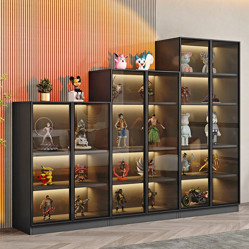glass door Lego figure cabinet modern simple display cabinet home solid wood display cabinet living room light luxury model disp