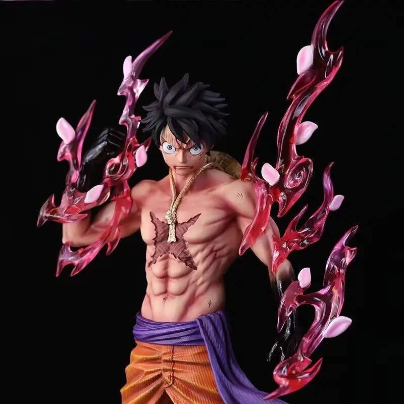 One Piece 24 cm Ruffy volle Form zweiter Klasse Flow Sakura Ruffy bewaffnete Farbe Anime handgemachte Großhandel Modell Ornament