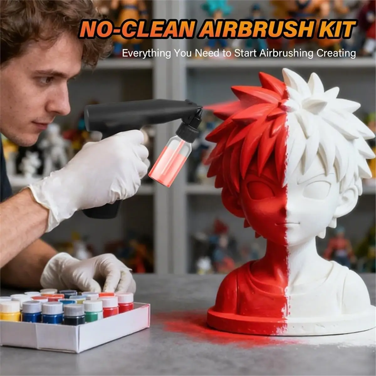 مجموعة بخاخة غير نظيفة، 3 تروس، بخاخة محمولة قابلة لإعادة الشحن، لمشاريع رسم الوشم بنفسك