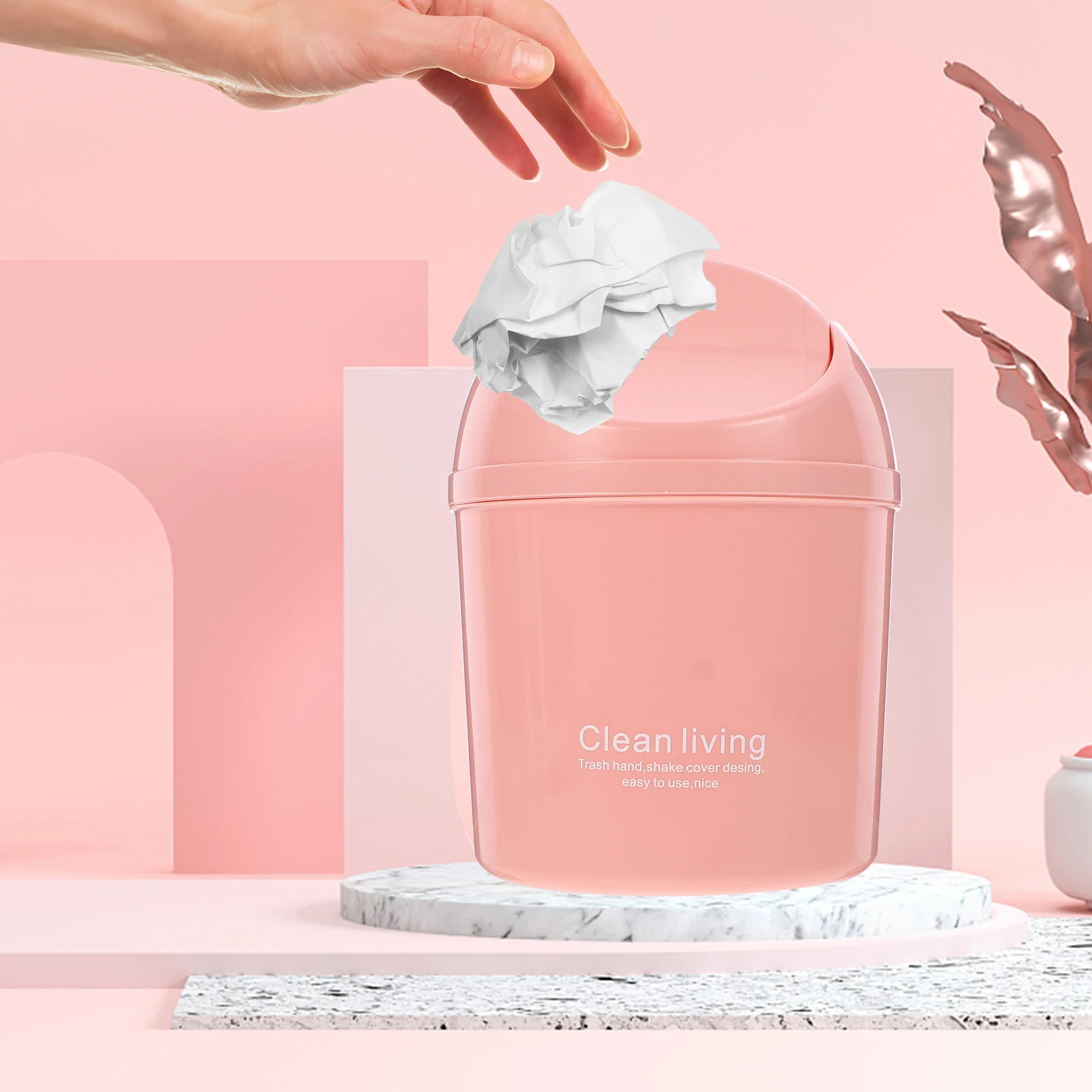 

Mini Trash Can Pink Rabbit Rubbish Bin Desk Basket Table Desktop Cans Animal Mini Waste Bin Premium Material Clamshell