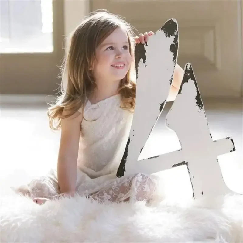 

Wooden Numbers Antique Number for Kids Photoshoots Great for First Birthday Parties & Family Photo Background 15UB