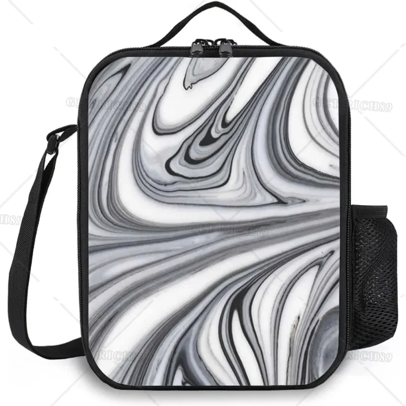 Liquid Marble Graphic Art Abstract Insulated Lunch Bags for Women Leakproof Reusable Zipper Cooler Lunch Box,Tote Bag for Work