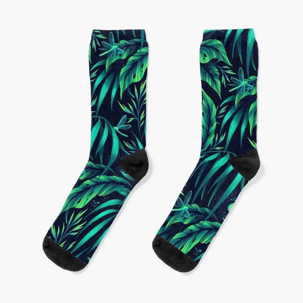 Jurassic Jungle - Calcetines verde esmeralda Año nuevo Invierno de Año Nuevo Calcetines de hombre de lujo para mujer