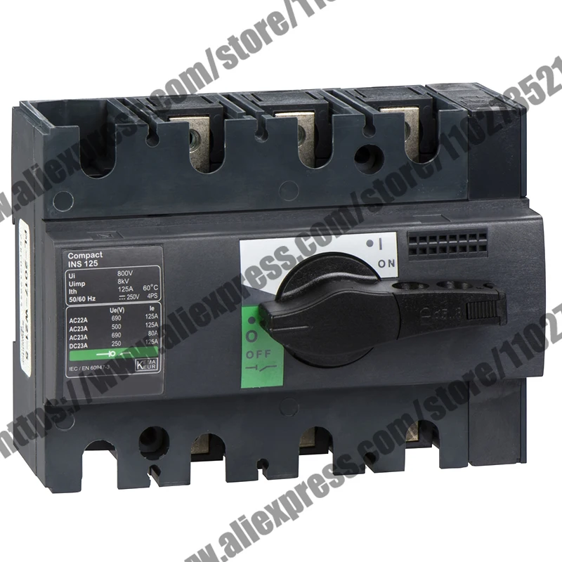 

INS125 3P 28910 load switch INS 3P 125A isolated black handle