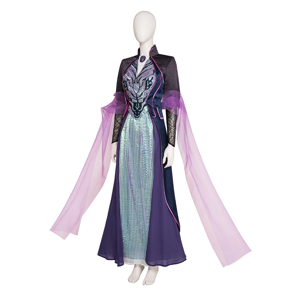 Agatha Cosplay Purple Costume Women Fantasia Combat Dress Uniform Suit Halloween Carnival Party Witch Ball Gown