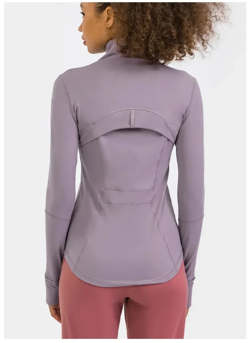 Traje de yoga clásico con cuello levantado, cárdigan para correr y fitness elástico y transpirable, chaqueta deportiva para Pilates y desplazamientos