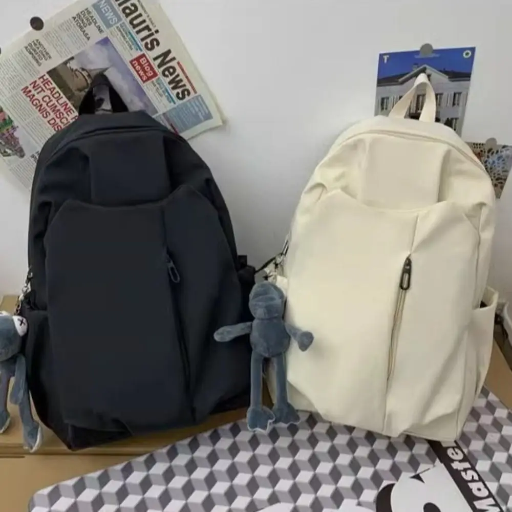 

Fashion Computer Backpack Zipper Large Capacity Student Schoolbag Lightweight Solid Color Travel Shoulder Bag Women