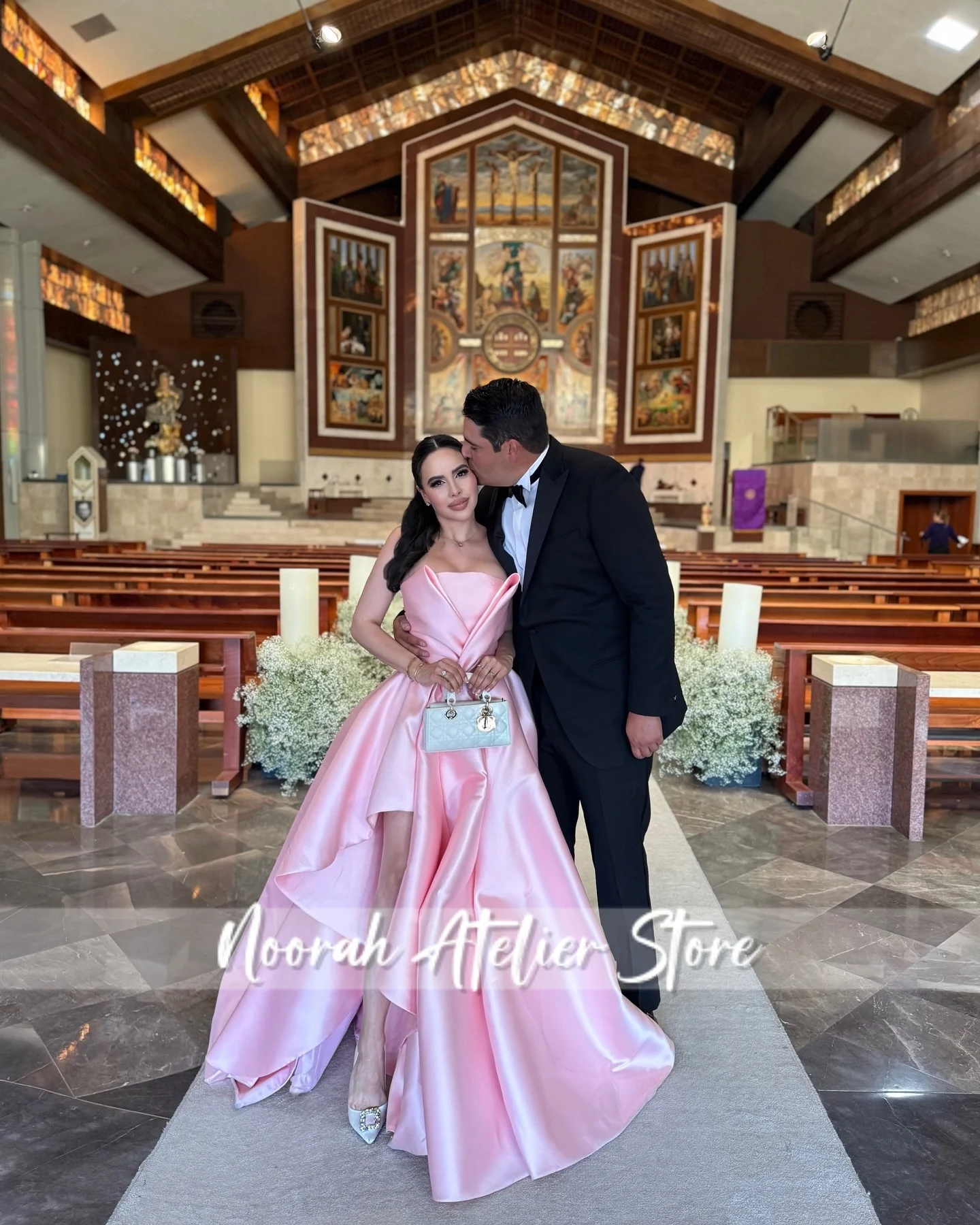 

Red Stain Dubai Strapless Evening Dresses 2025 With Bow wedding dresses Floor-Length Prom Dress فساتين سهرة Vestido Customized