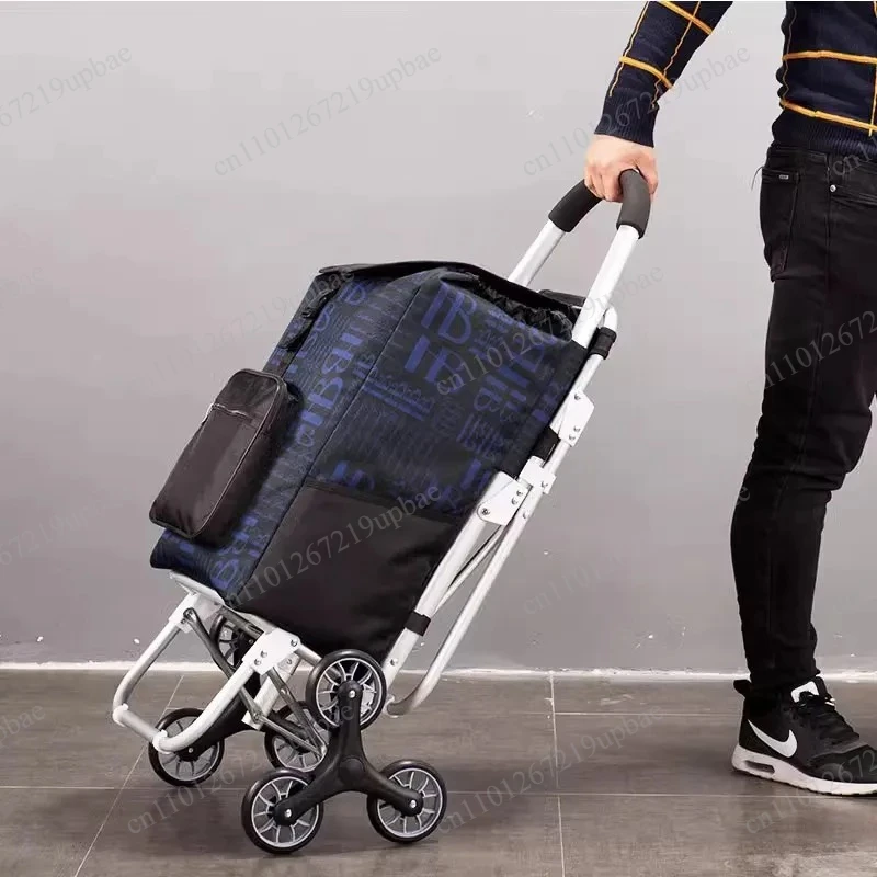 Foldable Senior Shopping Cart with Built-in Seat Ergonomic Handle Heavy Duty Hand Truck for Market Grocery