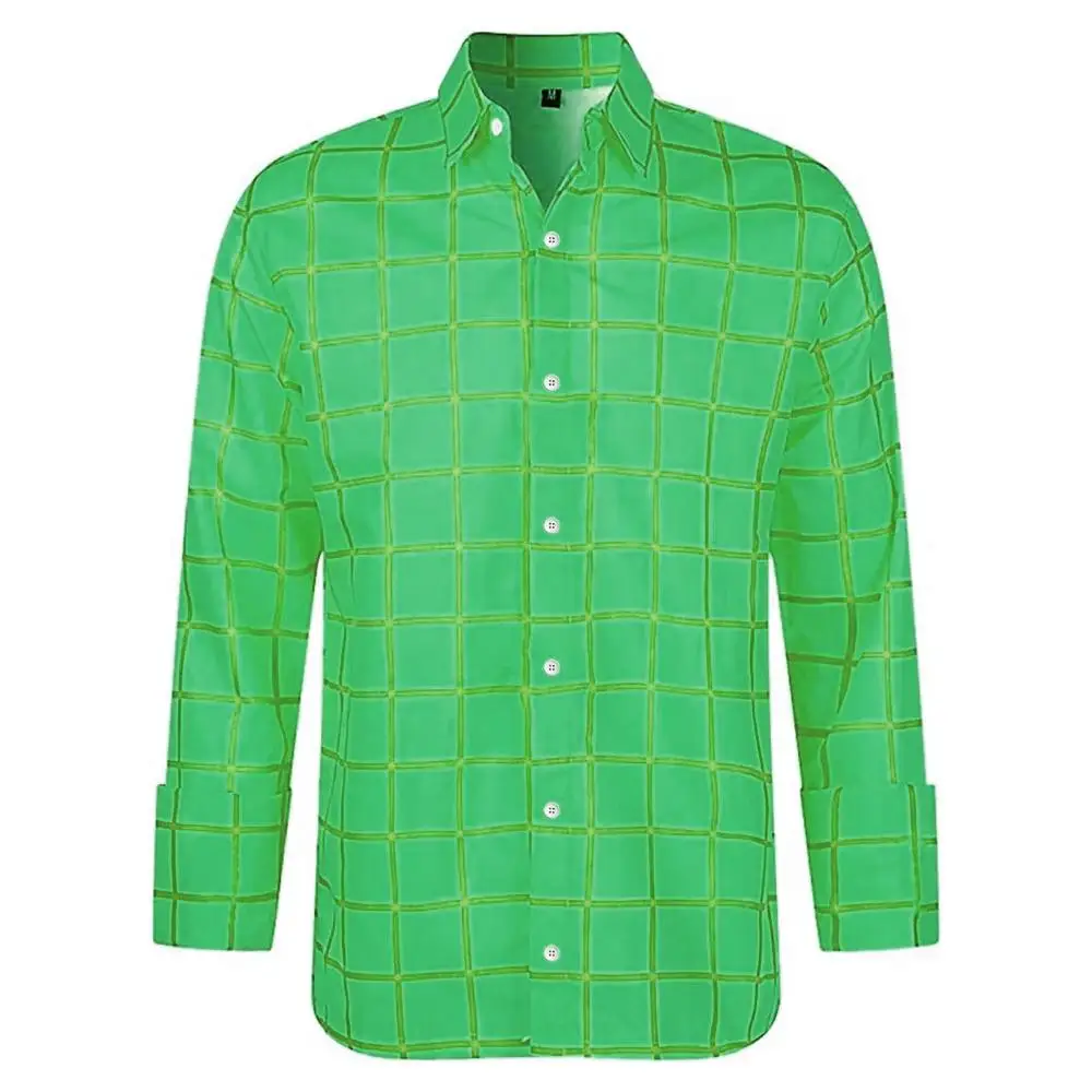 New Men's Shirt 3D Plaid Print Long Sleeve Shirt Men's Cartoon Same Style Shirt Men's Oversized Clothing Fashion Lapel Top image 4