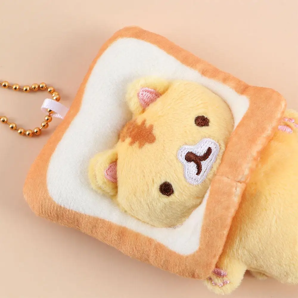 열쇠고리 만화 가방 장식 애니메이션 가방 걸이 장식품 고양이 토스트 인형 고양이 플러시 빵 고양이 펜던트 부드러운 봉제 장난감