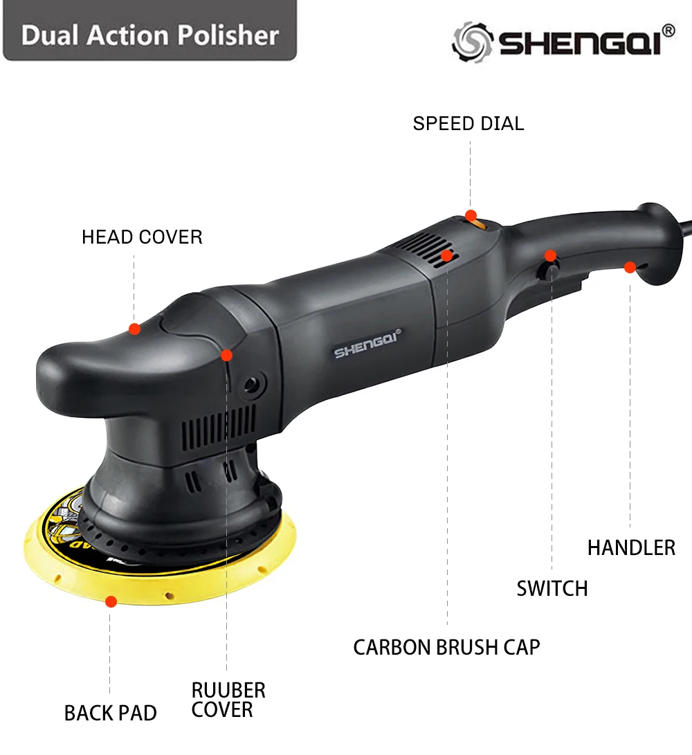 1200W Car Dual Action Polisher 21mm Orbital Polishing Machine Car Electric Waxing Machine Automobile Furniture Polishing Tool