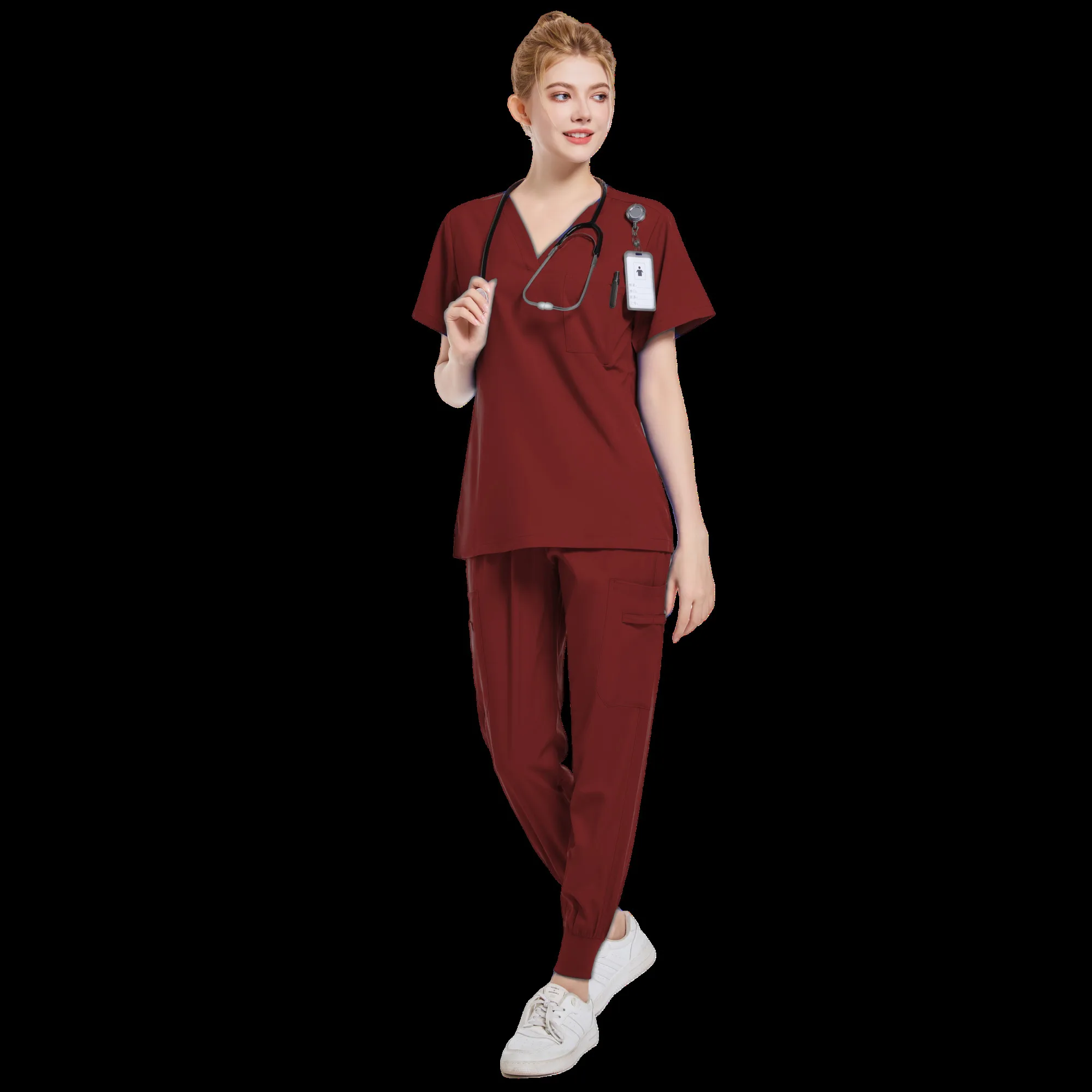 Chemisier d'infirmière médicale en spandex pour femmes, uniformes de spa, vêtements de travail pour femmes, ensemble de jogging ScrexpecfamilSpa, hôpital