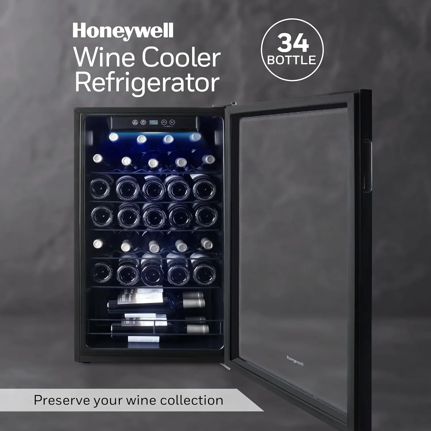 Compressor Wine Cooler Refrigerator, Large Freestanding Wine Cellar For Red, White, Champagne or Sparkling Wine, Digital Tempera