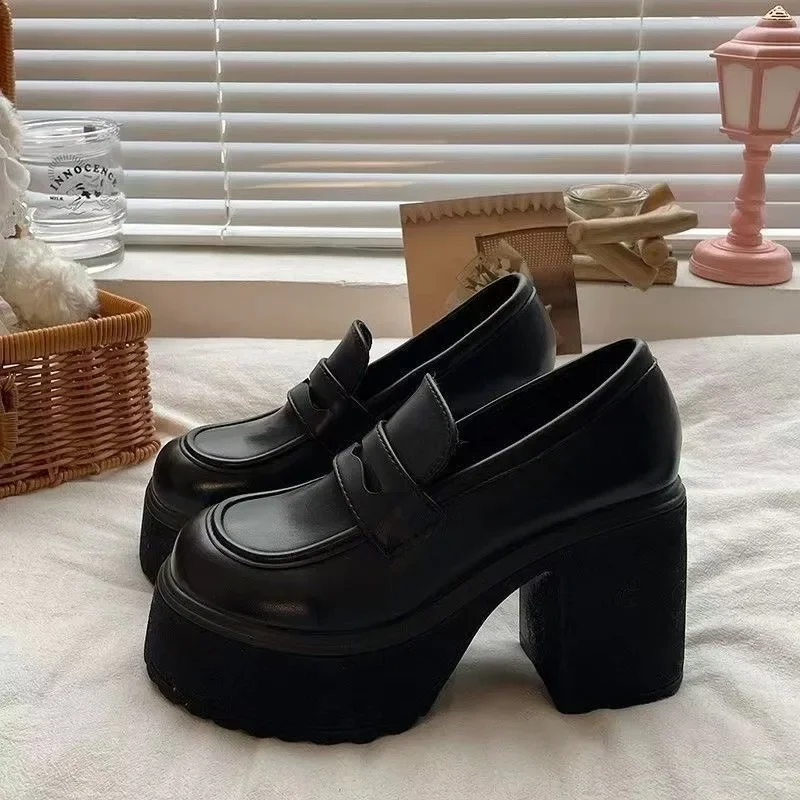 Scarpe classiche Mary Jane da donna Moda Comfort Scarpe Lolita Mocassini con suola spessa Tacchi alti Scarpe da donna in pelle Zapatos De Mujer