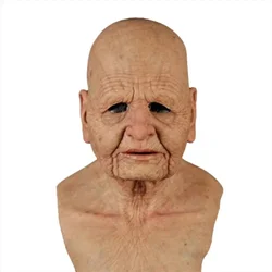 For Realistic Headwear Old Man Mask Halloween Latex Face Human Skin Prom Full Head Mask Party Costume Props