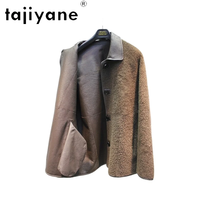 TAJIYANE 2026 New Lacon Lamb Shearling Fur Winter Coat Women Overcoat Real Fur Jacket Lapel Outerwear Loose Unisex Style Casacos