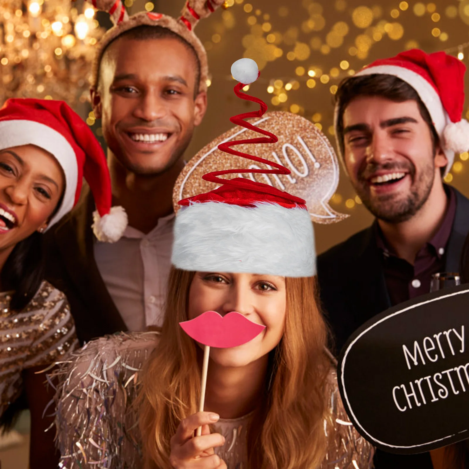 

1pc Christmas Hat Gift Adorable Xmas Party Hat Creative Festival Headdress Decor Lightweight Cosplay Prop Novelty Photo