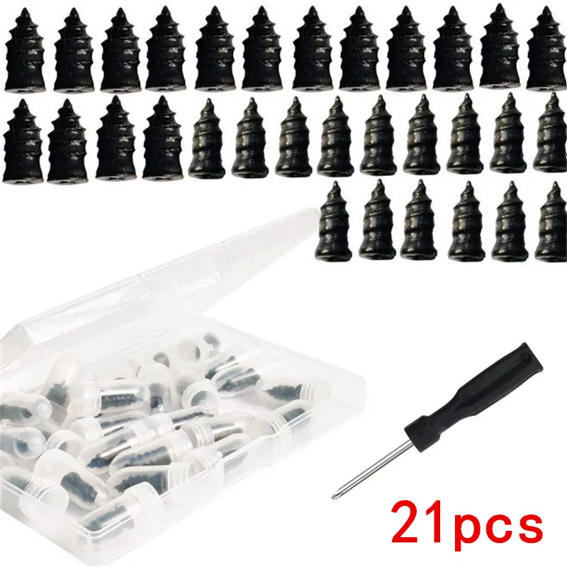 

21pcs Tire Repair Kit with Screwdriver Storage Box DIY Flat Tire Repair Car Truck Motorcycle Home Bike Plug Patch Rubber Nails