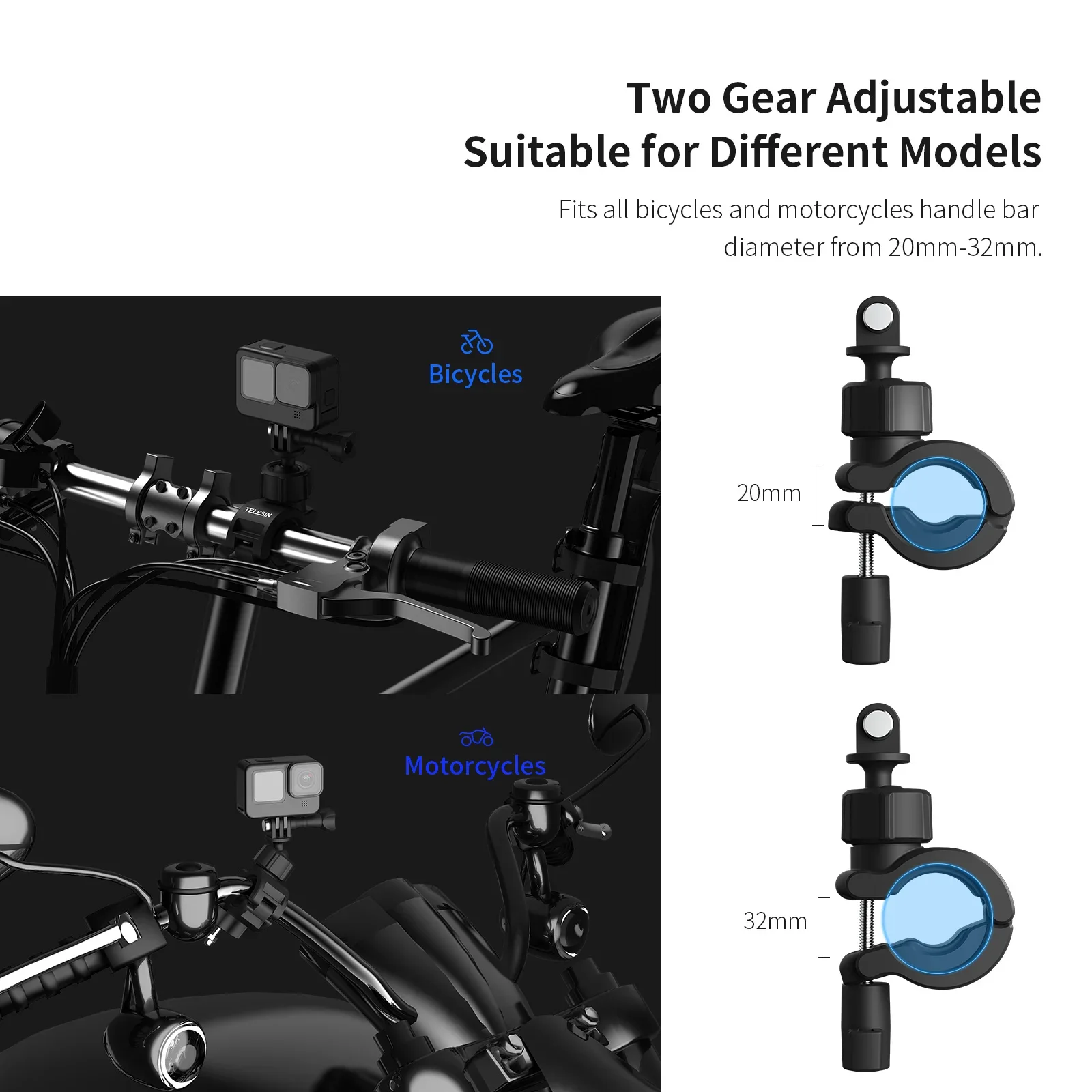 FF-F19B Rotazione di 360 Gradi Montaggio Manubrio Bici Della Bicicletta Del Motociclo Per Gopro Hero 10 9 8 7 6 5 Insta360 Osmo Azione IPhone