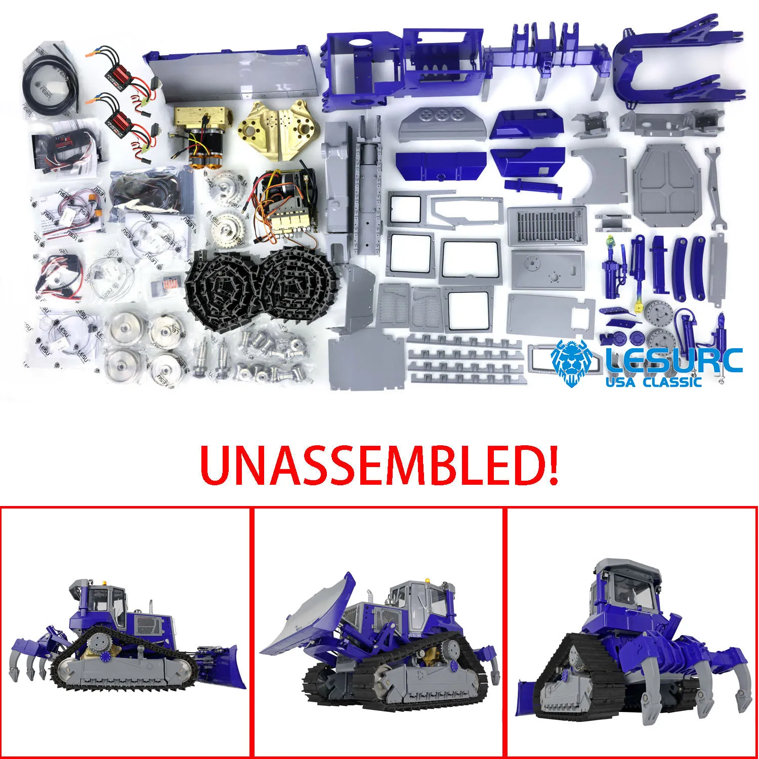 LESU 1/14 KIT Crawler Hydraulic Bulldozer Aoue DT60 RC Dozer Heavy Machinery Toys THZH1340