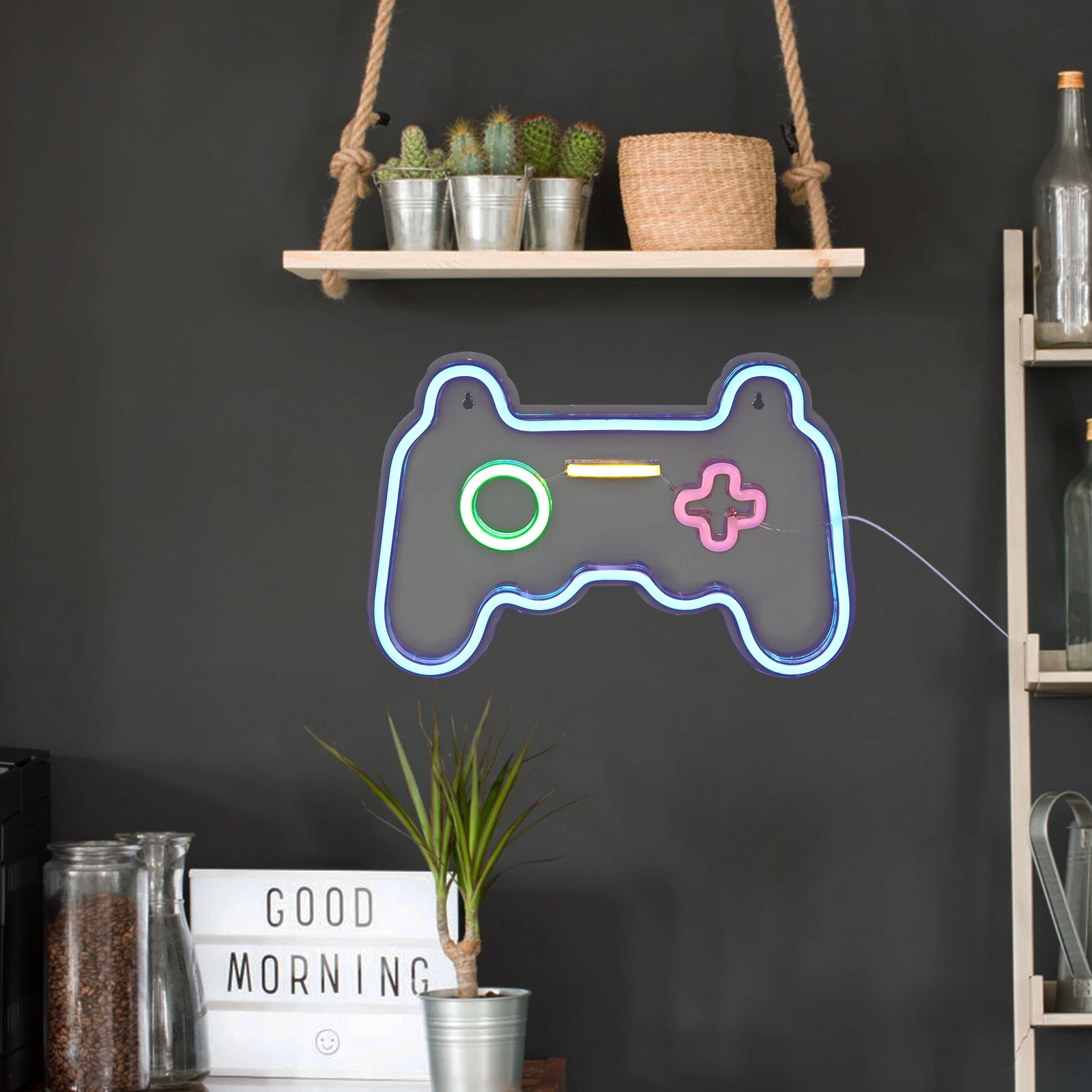 

1pc Game Controller Shaped Neon Lamp Light For Bedroom s Pvc Material Safe Environment Friendly