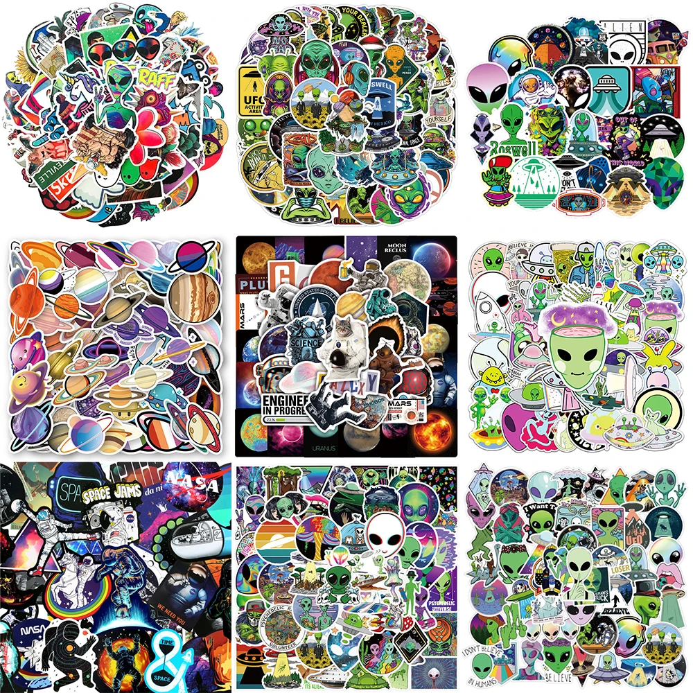 

10/30/50PCS Popular Universe Stickers Series Cartoon Planet Astronaut Graffiti Helmet Suitcase Refrigerator Decoration Wholesale