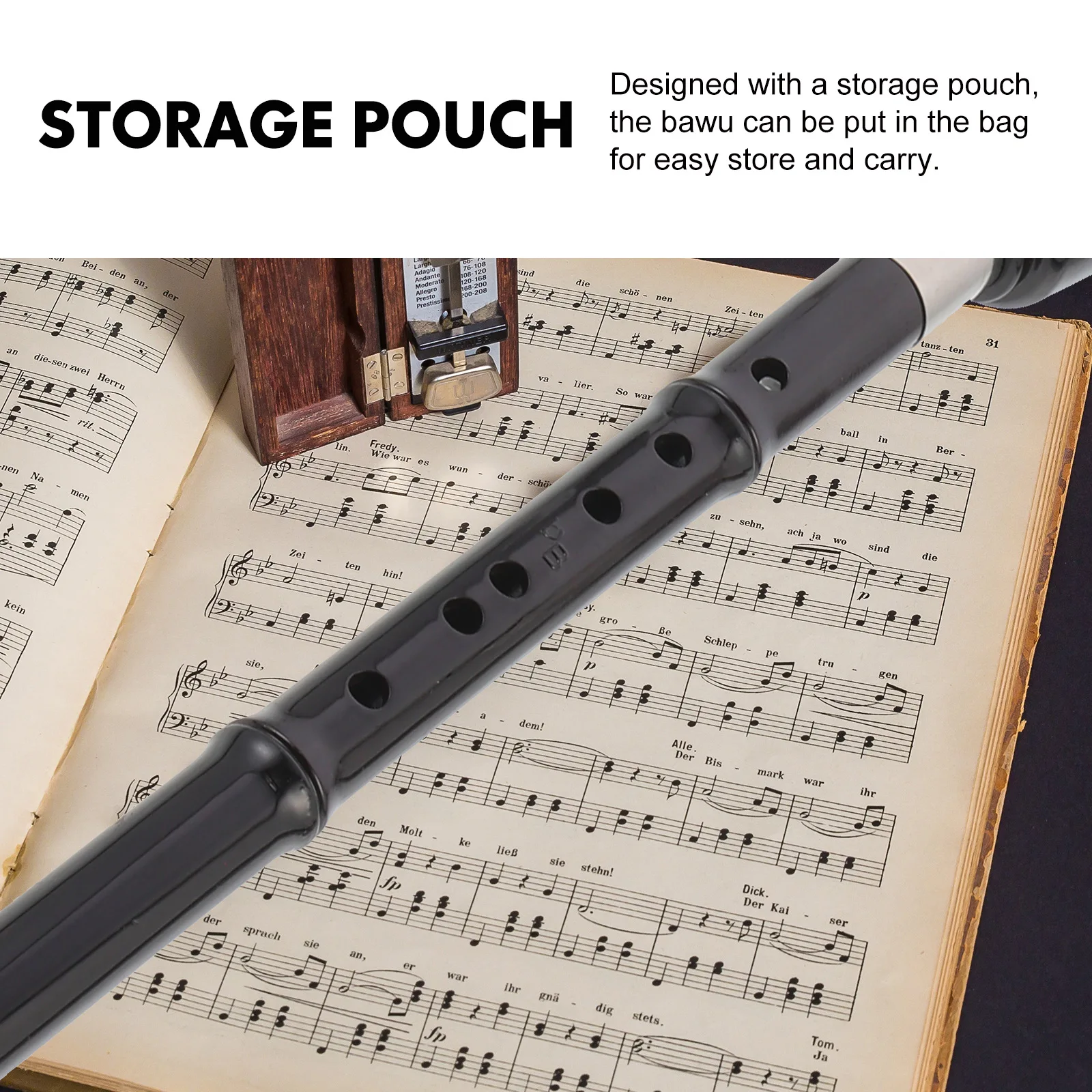 

1 set Bawu Beginner Musical Instrument Resin Traditional Wind Instrument Lightweight Portable Disassembled Storage Bag Included