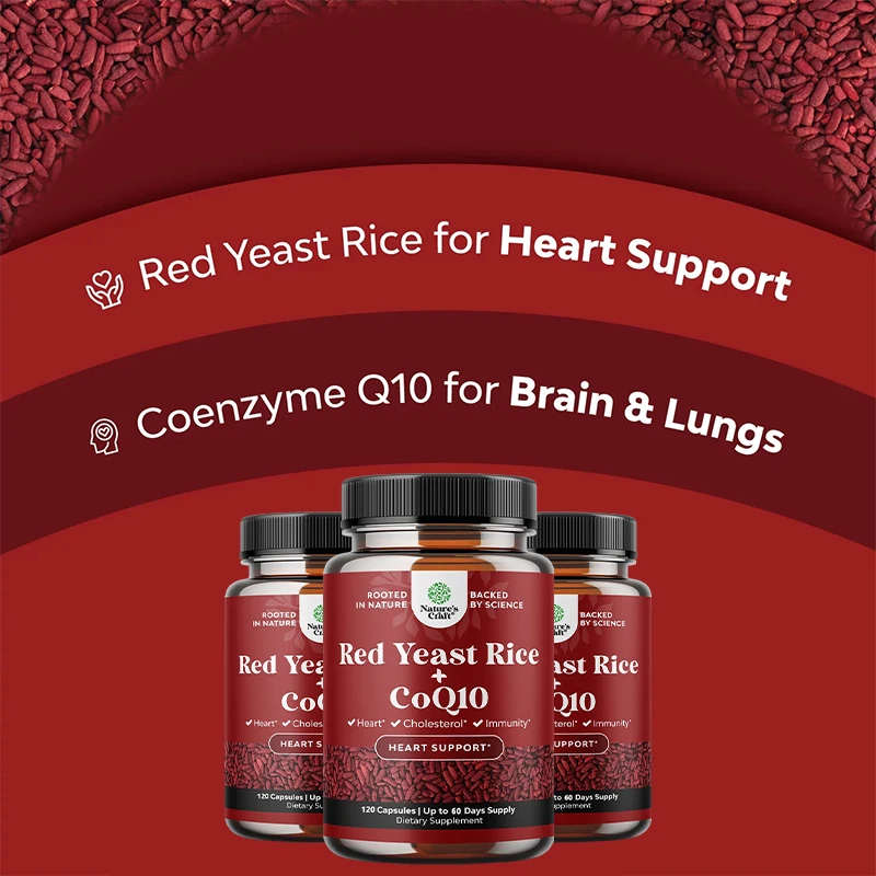 Red Yeast Rice with CoQ10 Supplement - Extra Strength Red Yeast Rice 1200 Mg, Heart Health Supplement