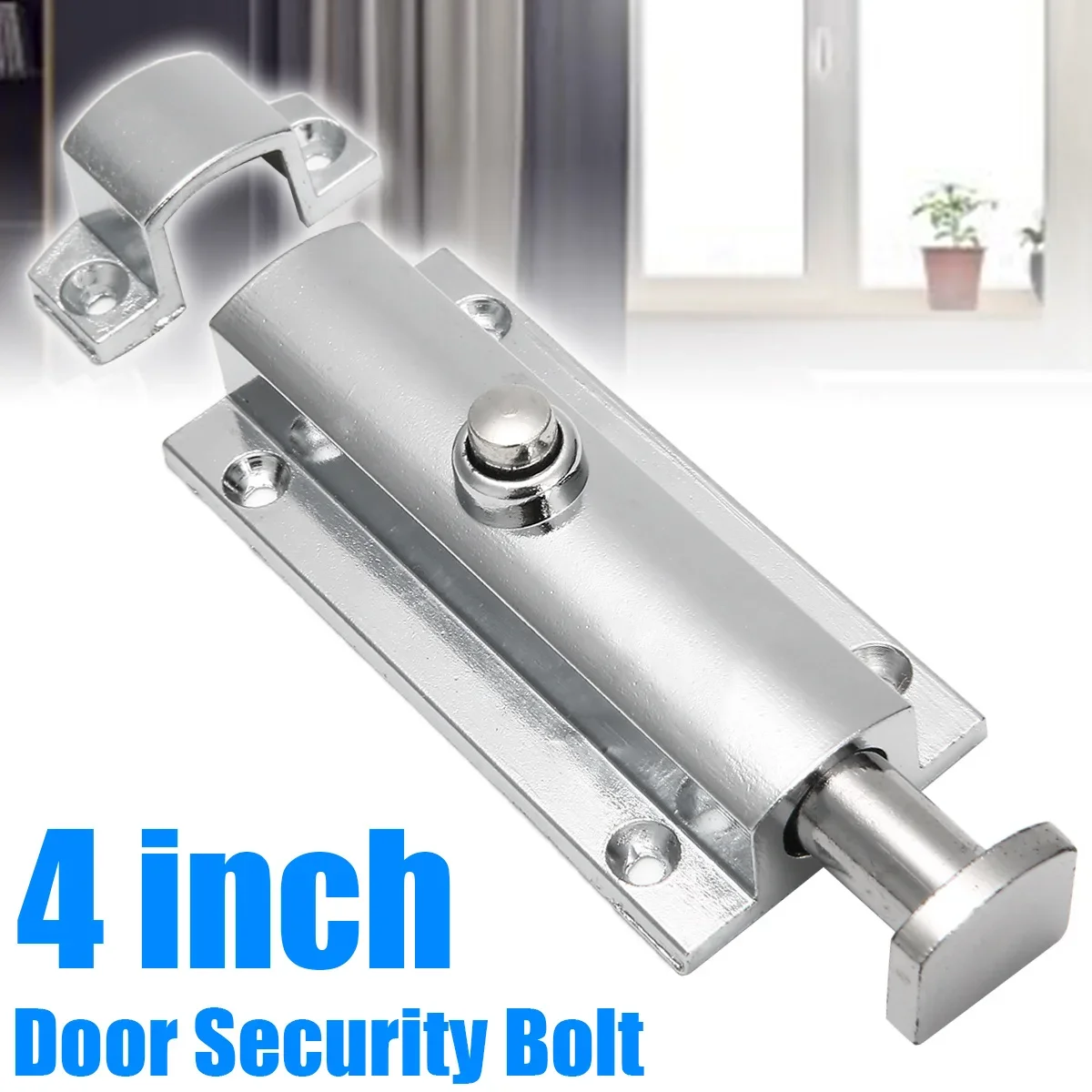 1/2PCS 4 inch Aluminum Alloy Silver Window Gate Security Pull Ring Spring Bounce Door Bolt Automatic Latch Lock Door Window