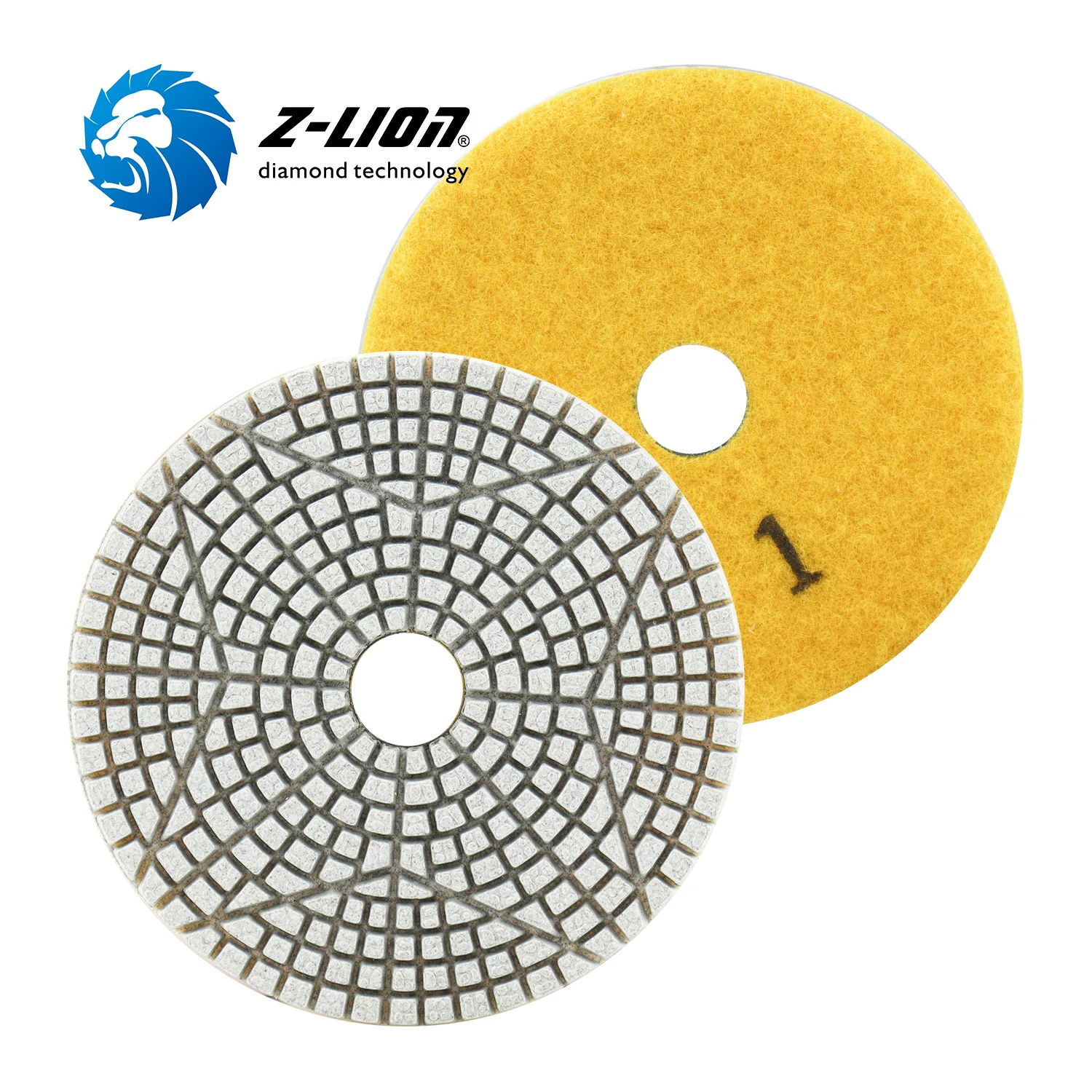Z-lion-wet Diamond Polishing Pads Step Granito Pedra de Mármore Disco de Moagem Pcs