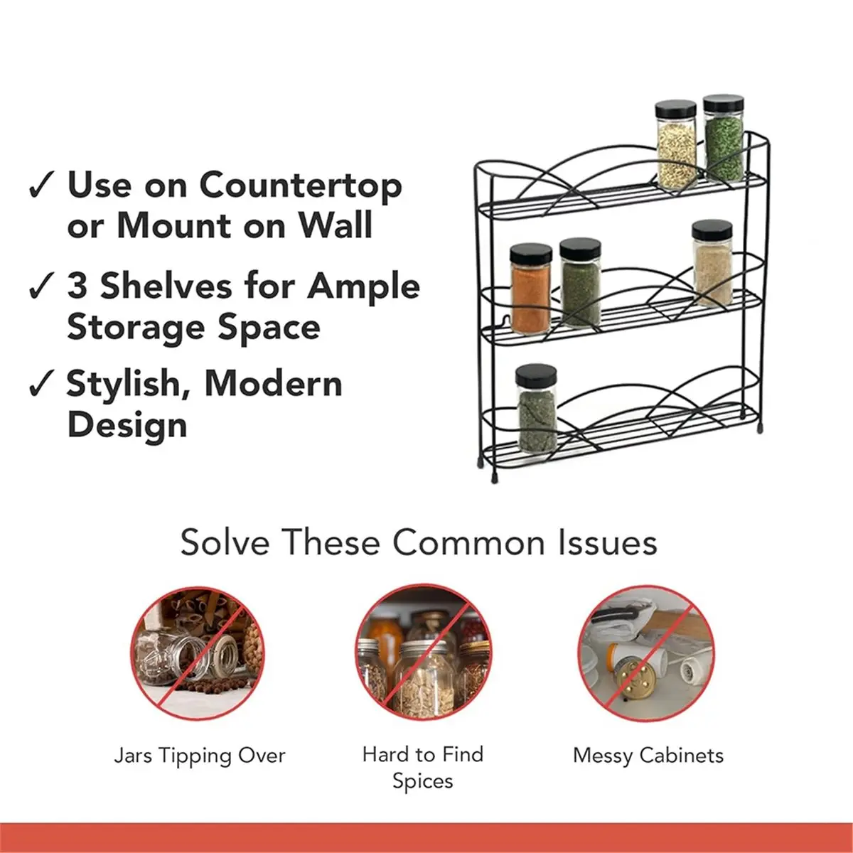 

2026 New 3-Layer Spice Storage Box, Expandable Spice Storage Box, Stackable Spice Rack, Wall-Mounted Iron Countertop Spice Rack