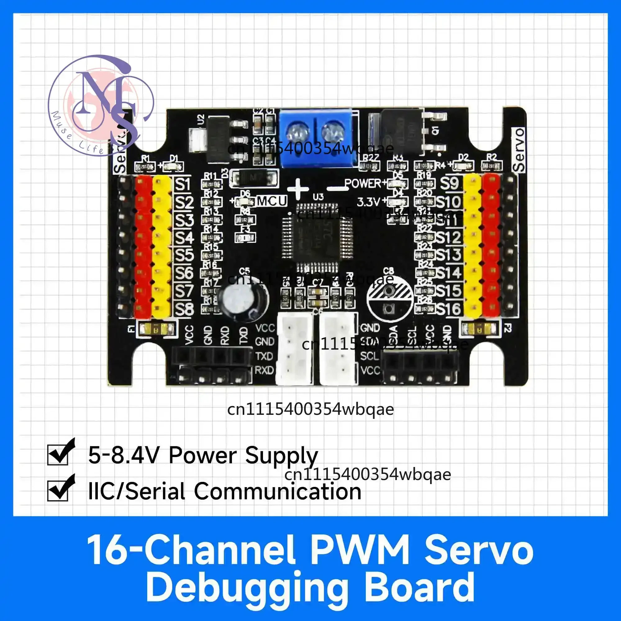ZOCI-FOR-16 Channel PWM Servo Driver Module IIC Interface Bluetooth Control, Replacement Parts