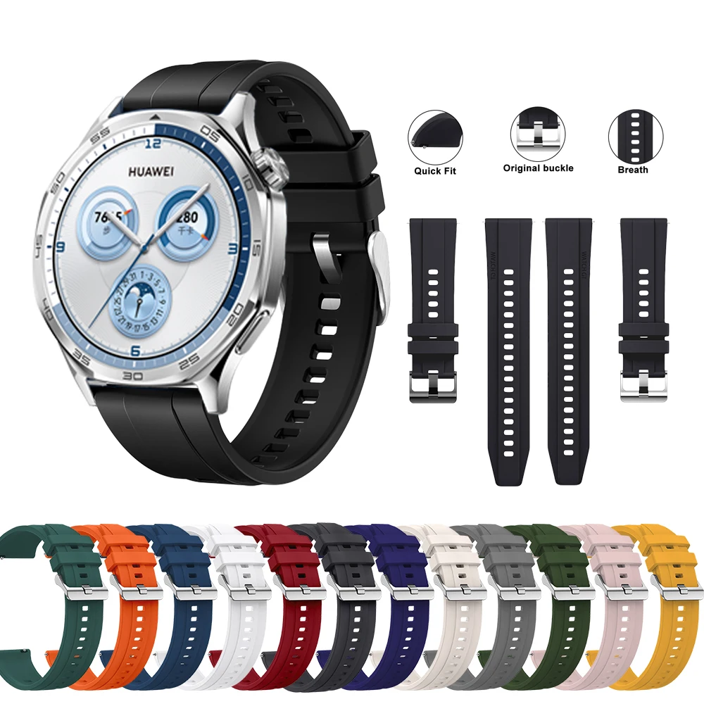 Bracelet de sport en silicone pour montre Huawei, bracelet officiel pour femme et homme, GT5 pro, 46mm, GT4 46mm, UlOscar 22mm